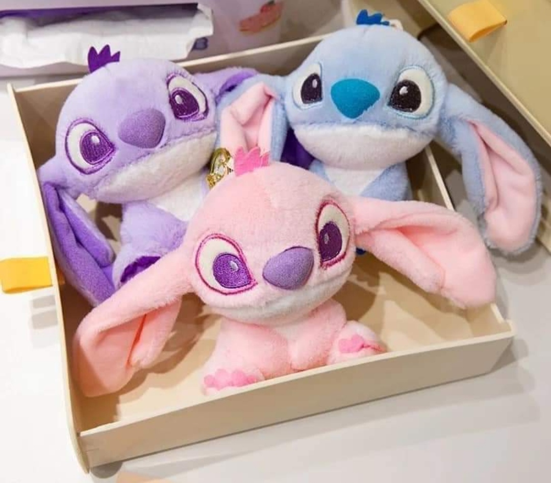 Roztomilý přívěsek Stich 10cm plyšový růžový 